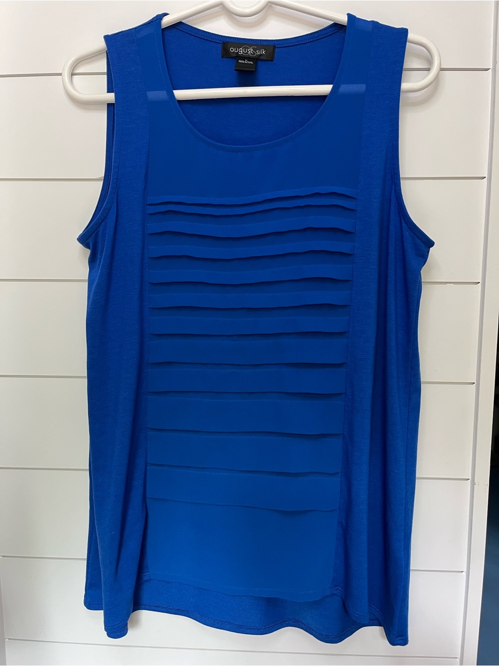 August Silk Royal Blue Pleated Front Sleeveless Tank Top